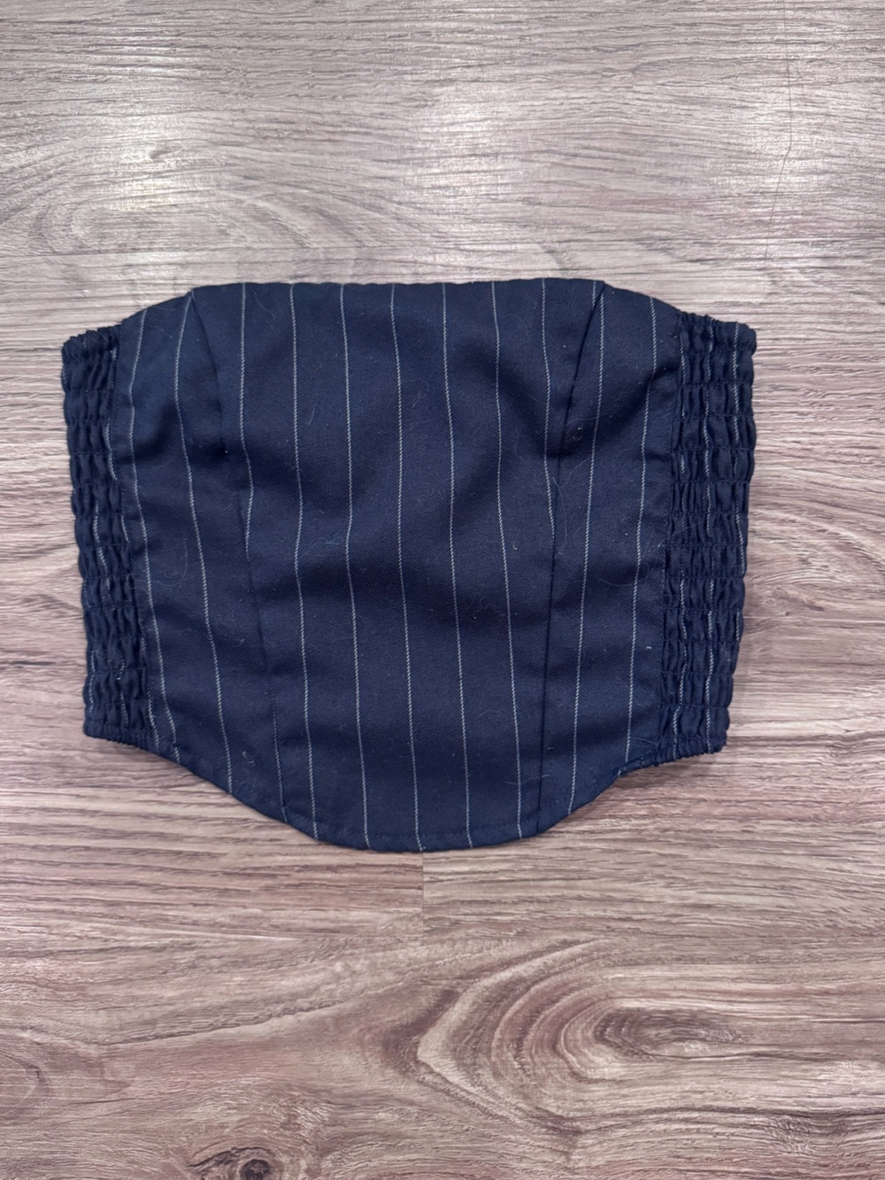 Black Pinstripe Smocked Side Tube Top